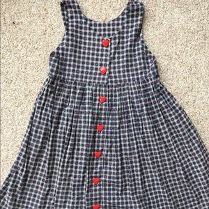Sweet Heart Print Gingham Pinafore Dress